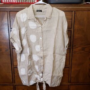 Bolide I... Casual Beige and White Polka Dot Shirt